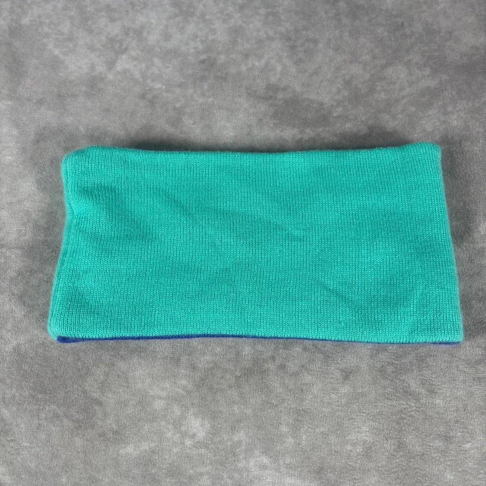 The North Face Headband Women OS Teal Navy Reversible Knit Logo Ear Warmer Sport